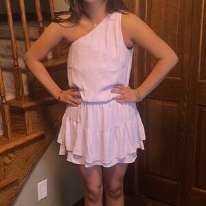 Chic One-Shoulder Pink Dress